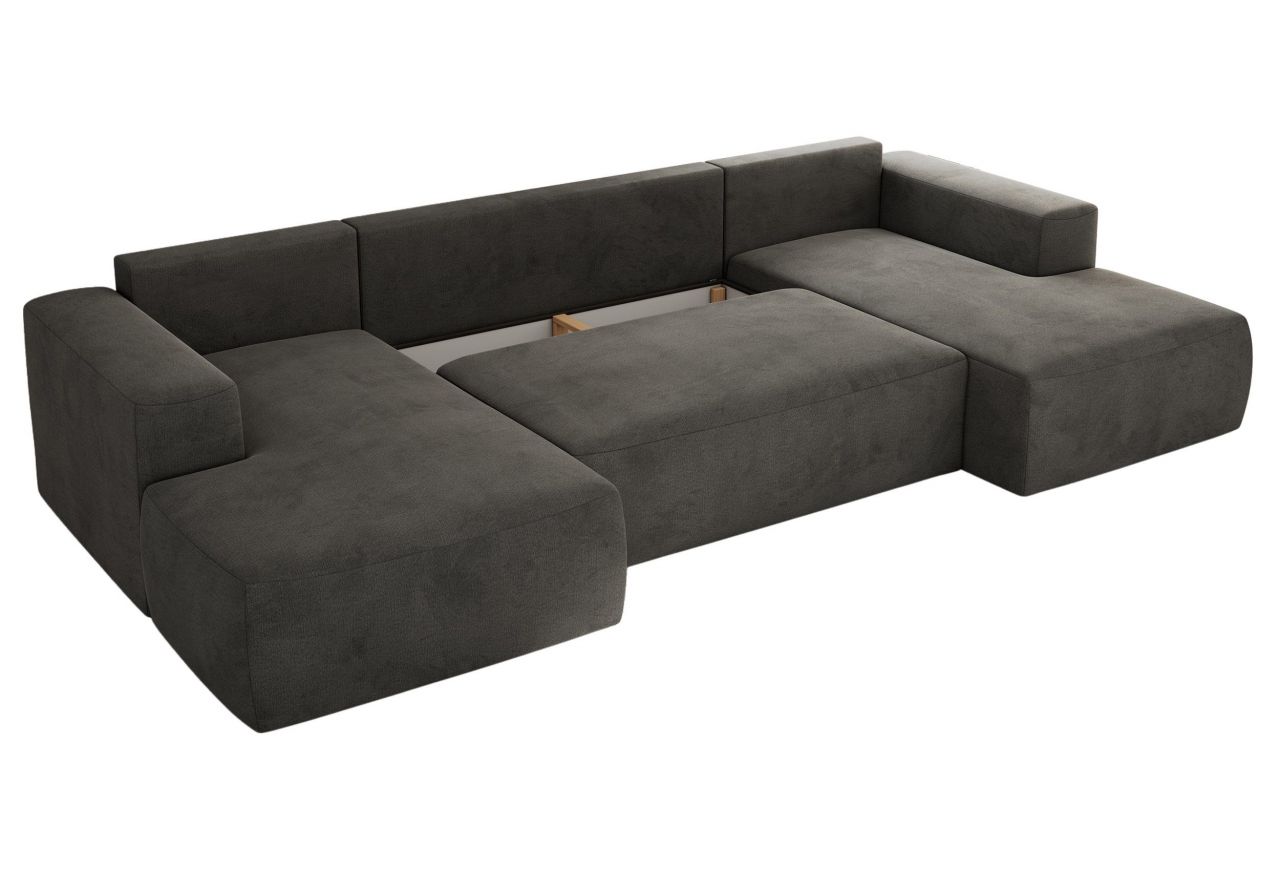 Narożnik TRENTINO U - uniwersalny - ciemnoszary, welwet