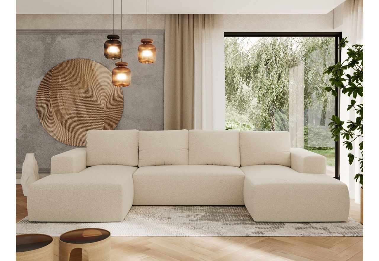 Narożnik TRENTINO U - uniwersalny - kremowy, boucle