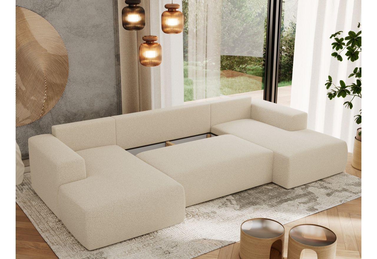 Narożnik TRENTINO U - uniwersalny - kremowy, boucle