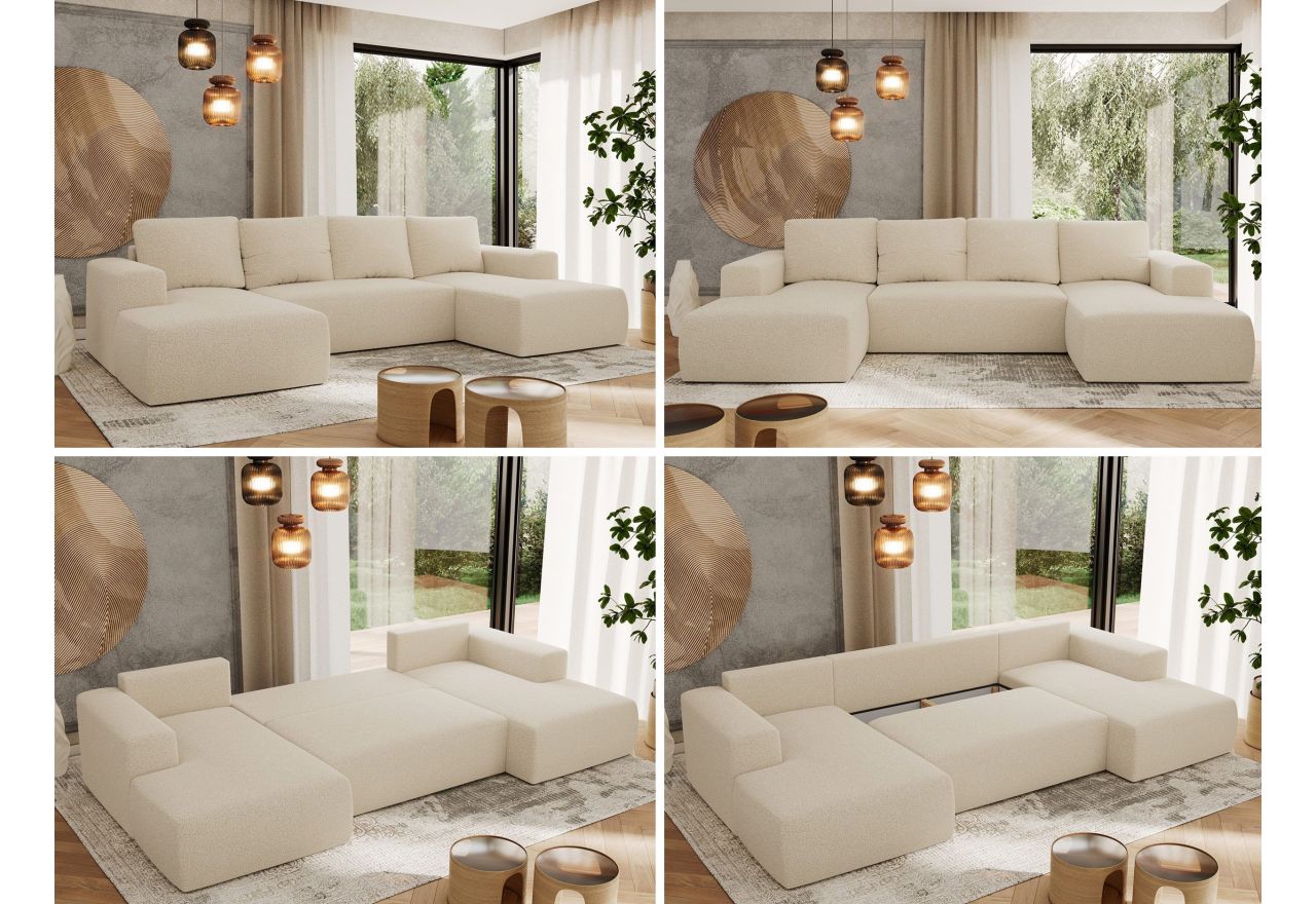 Narożnik TRENTINO U - uniwersalny - kremowy, boucle