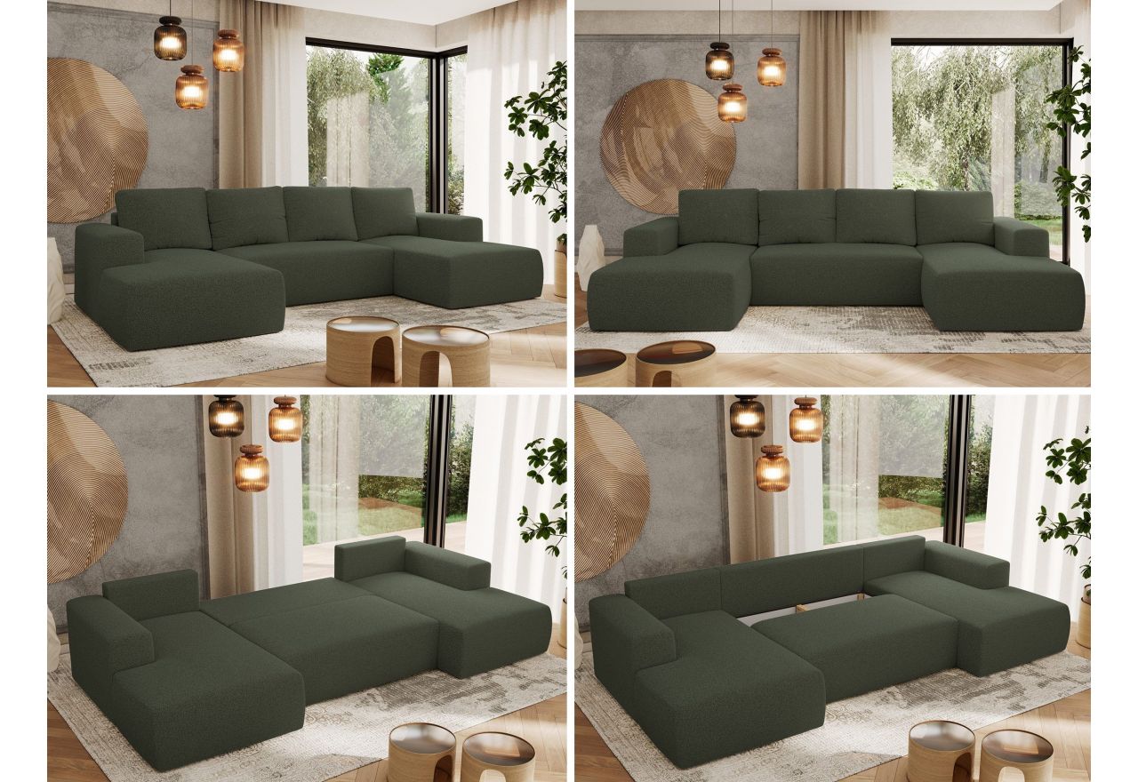 Narożnik TRENTINO U - uniwersalny - zielony, boucle