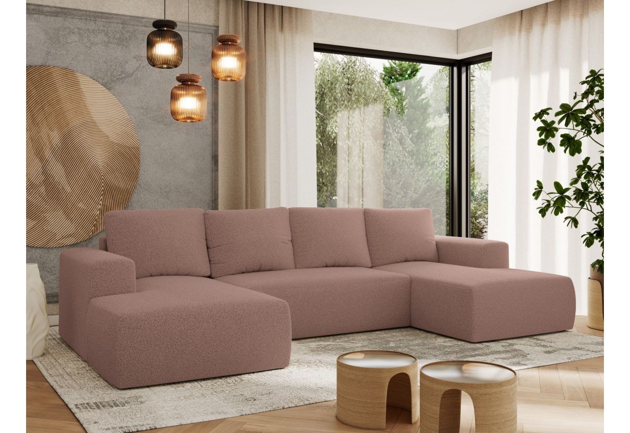 Narożnik TRENTINO U - uniwersalny - różowy, boucle