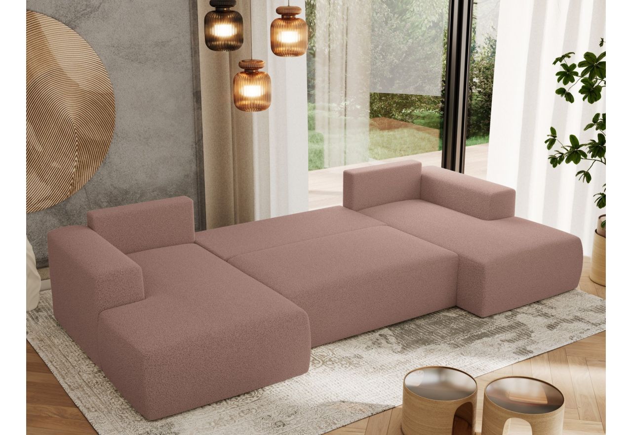 Narożnik TRENTINO U - uniwersalny - różowy, boucle