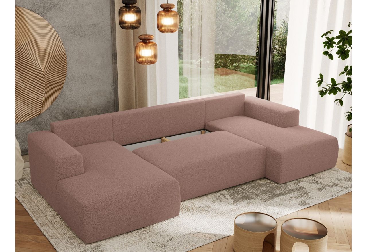 Narożnik TRENTINO U - uniwersalny - różowy, boucle