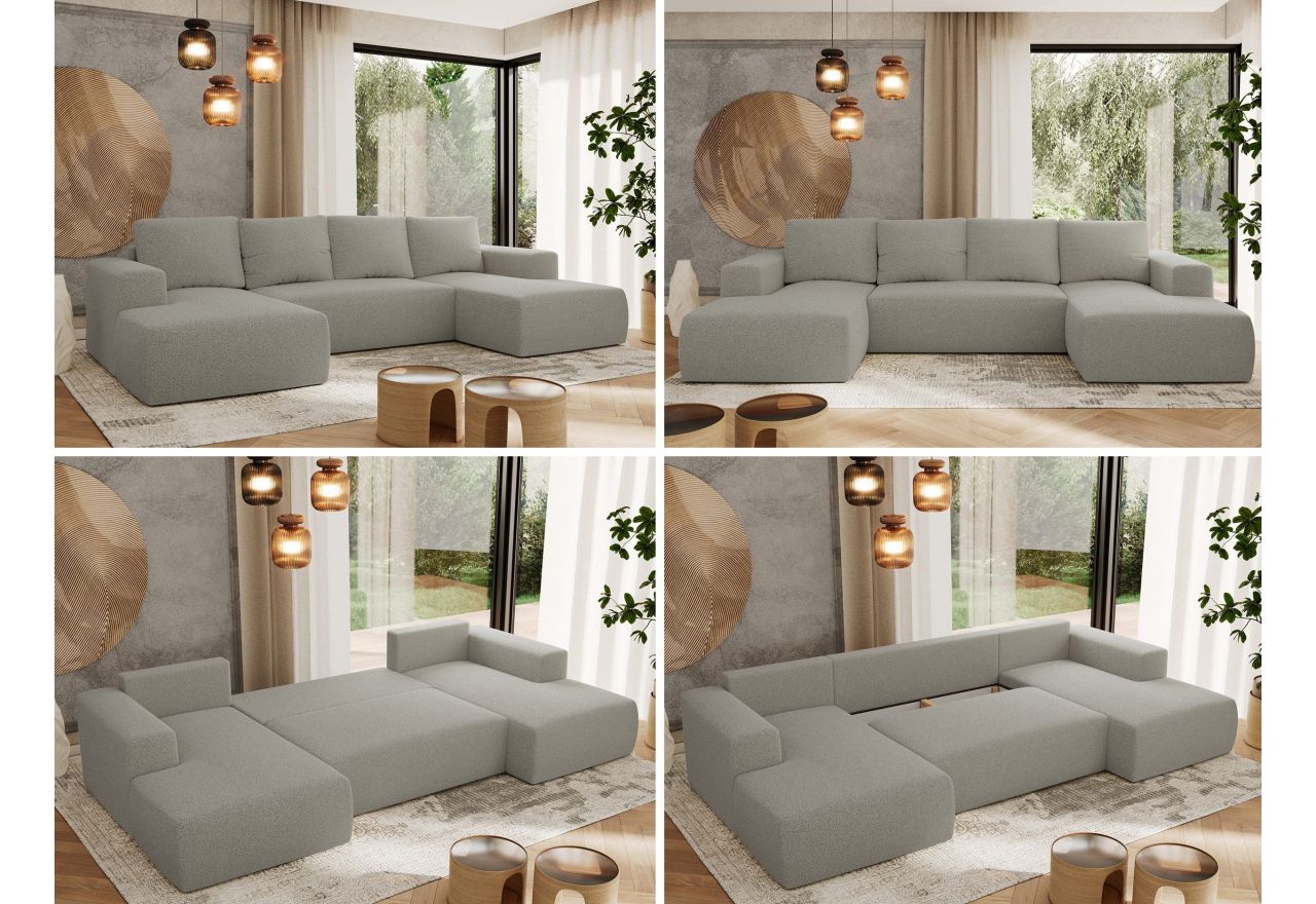 Narożnik TRENTINO U - uniwersalny - jasnoszary, boucle