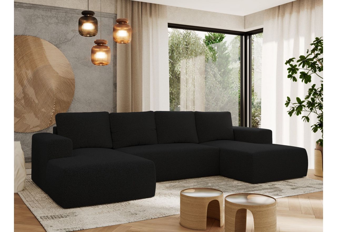 Narożnik TRENTINO U - uniwersalny - czarny, boucle