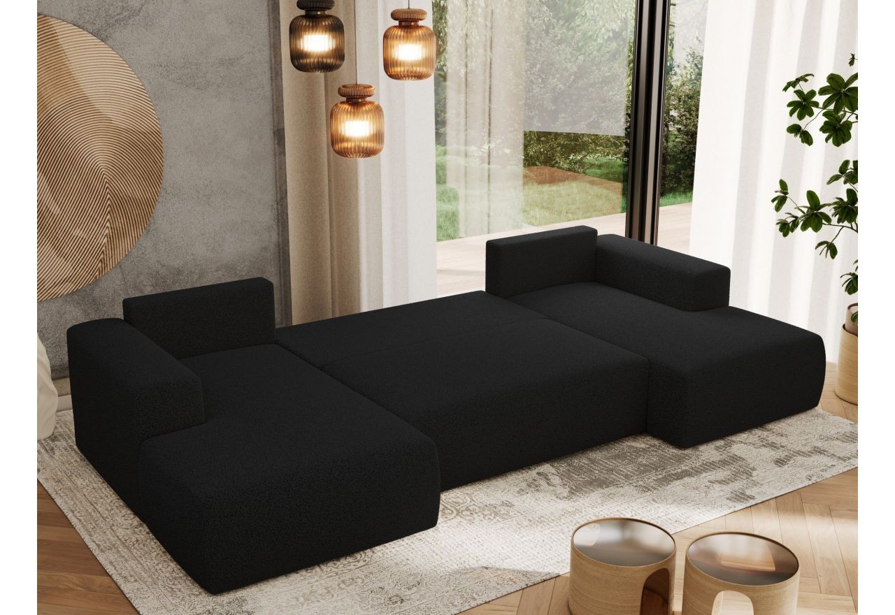 Narożnik TRENTINO U - uniwersalny - czarny, boucle