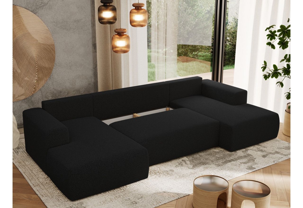 Narożnik TRENTINO U - uniwersalny - czarny, boucle