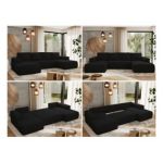 Narożnik TRENTINO U - uniwersalny - czarny, boucle