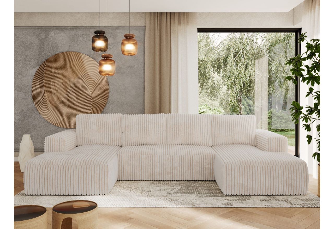 Narożnik TRENTINO U - uniwersalny - beżowy, sztruks