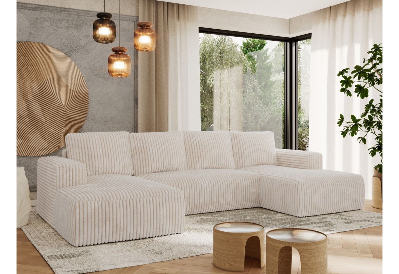 Narożnik TRENTINO U - uniwersalny - beżowy, sztruks