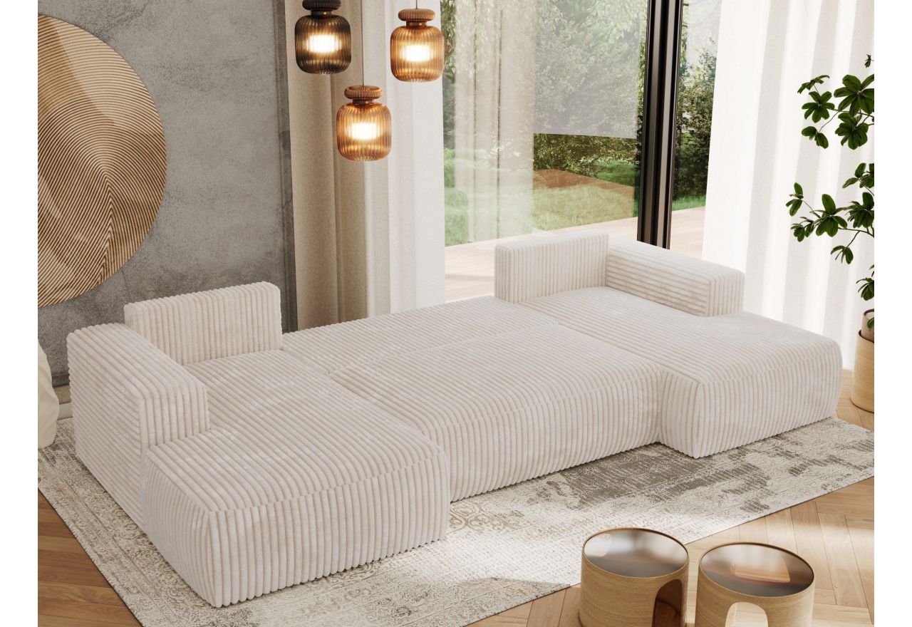 Narożnik TRENTINO U - uniwersalny - beżowy, sztruks