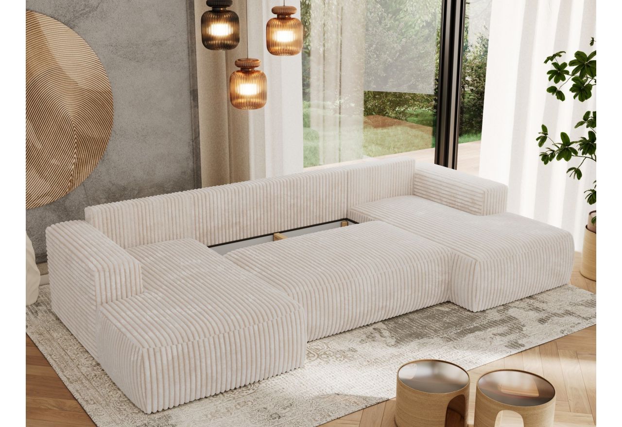 Narożnik TRENTINO U - uniwersalny - beżowy, sztruks