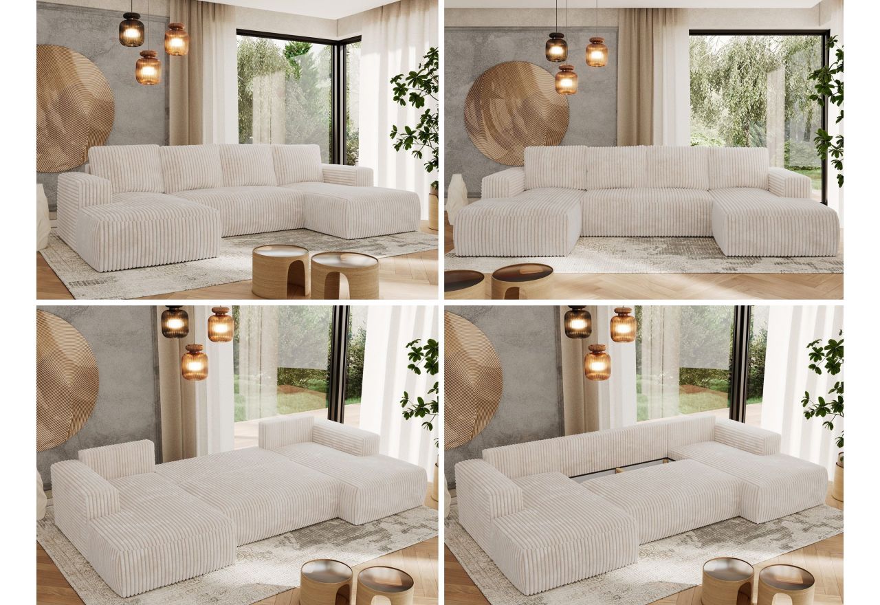 Narożnik TRENTINO U - uniwersalny - beżowy, sztruks