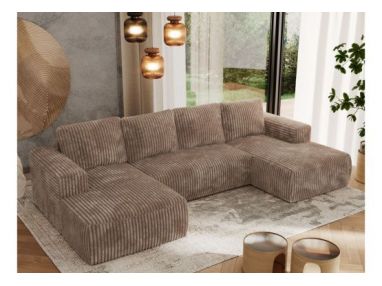 Narożnik TRENTINO U - uniwersalny - brązowy, sztruks