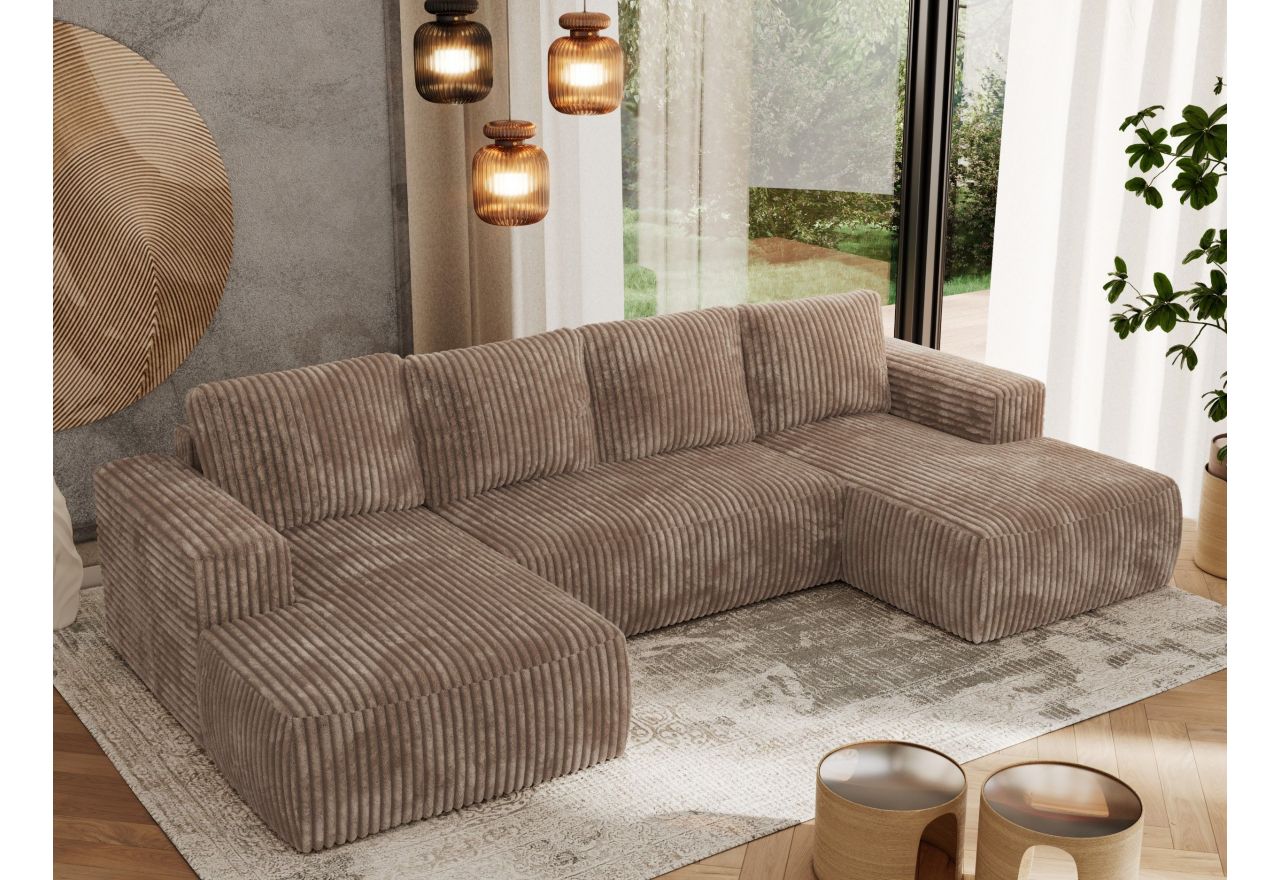 Narożnik TRENTINO U - uniwersalny - brązowy, sztruks