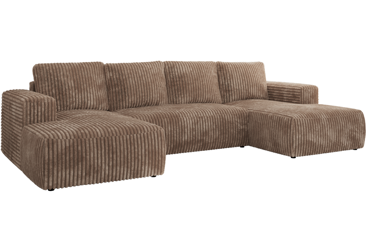 Narożnik TRENTINO U - uniwersalny - brązowy, sztruks