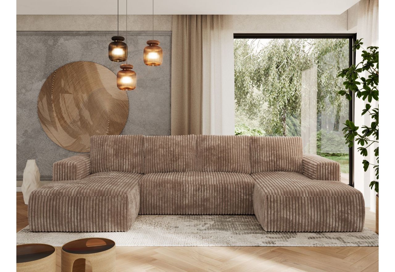 Narożnik TRENTINO U - uniwersalny - brązowy, sztruks