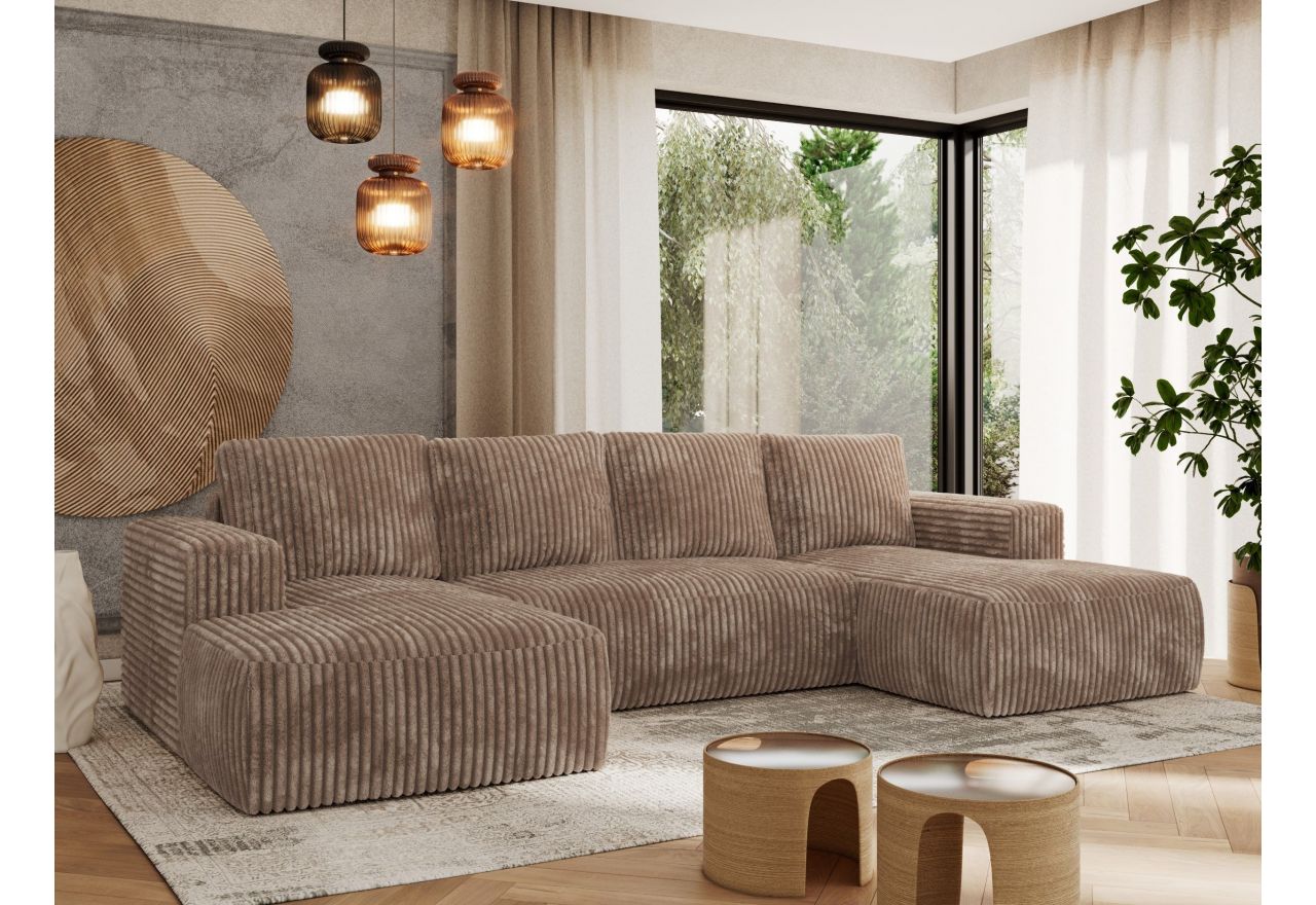 Narożnik TRENTINO U - uniwersalny - brązowy, sztruks