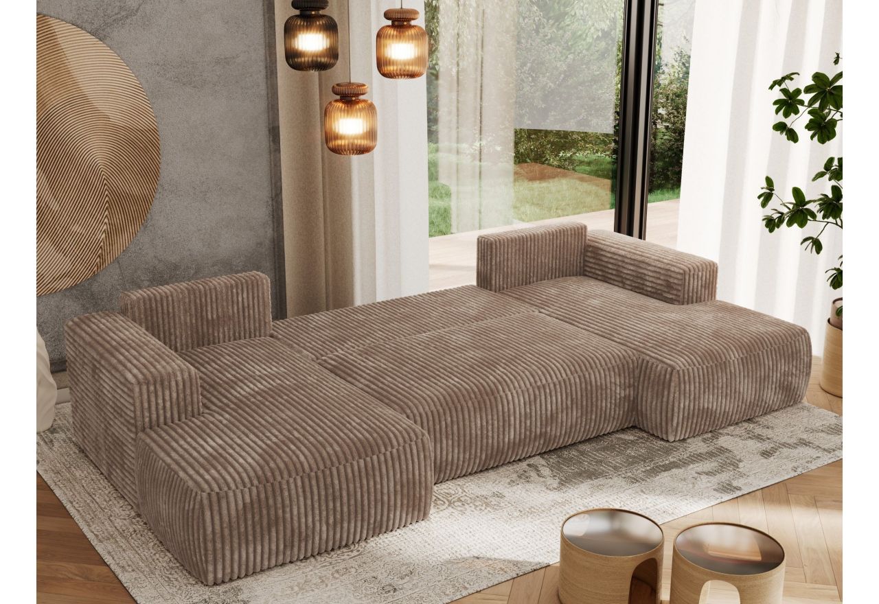 Narożnik TRENTINO U - uniwersalny - brązowy, sztruks