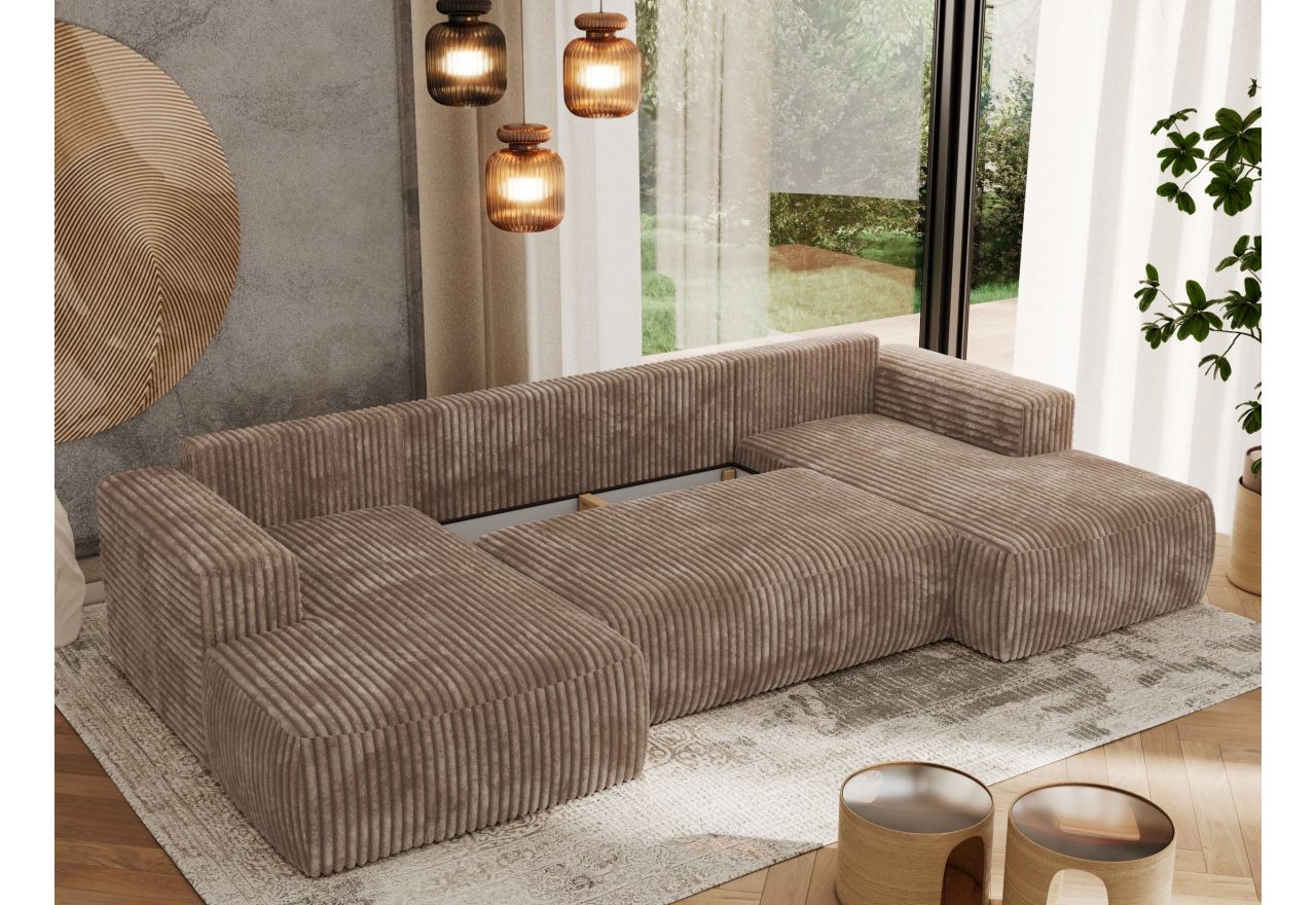 Narożnik TRENTINO U - uniwersalny - brązowy, sztruks