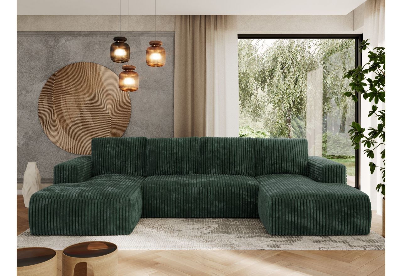 Narożnik TRENTINO U - uniwersalny - zielony, sztruks