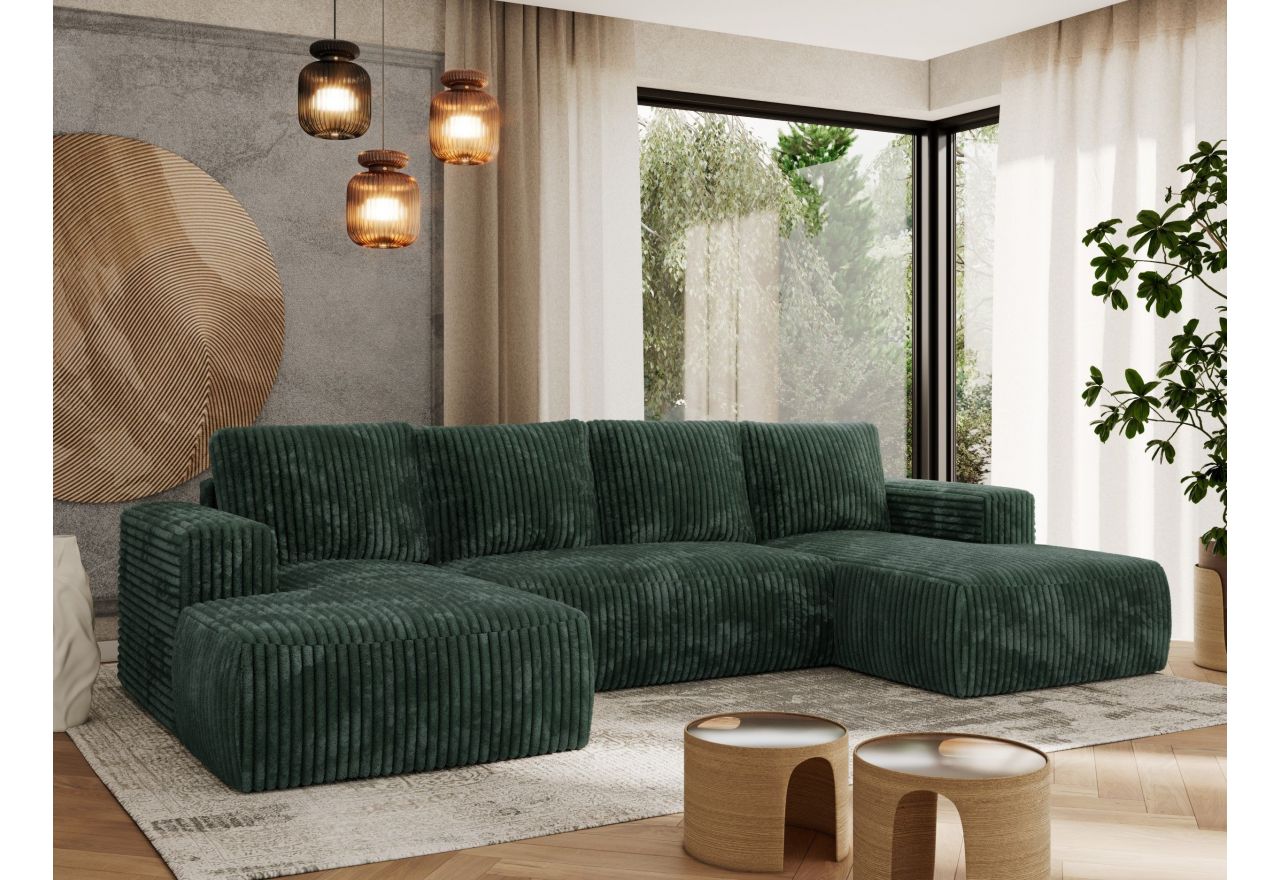 Narożnik TRENTINO U - uniwersalny - zielony, sztruks