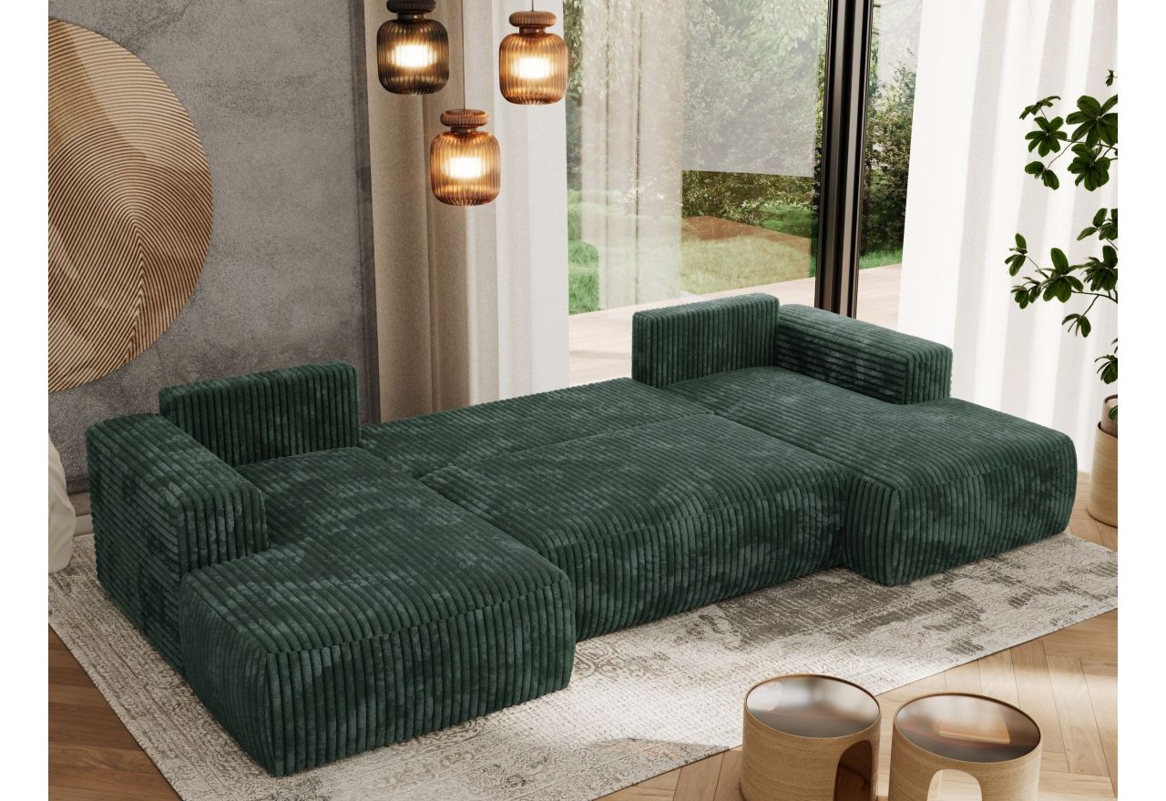 Narożnik TRENTINO U - uniwersalny - zielony, sztruks