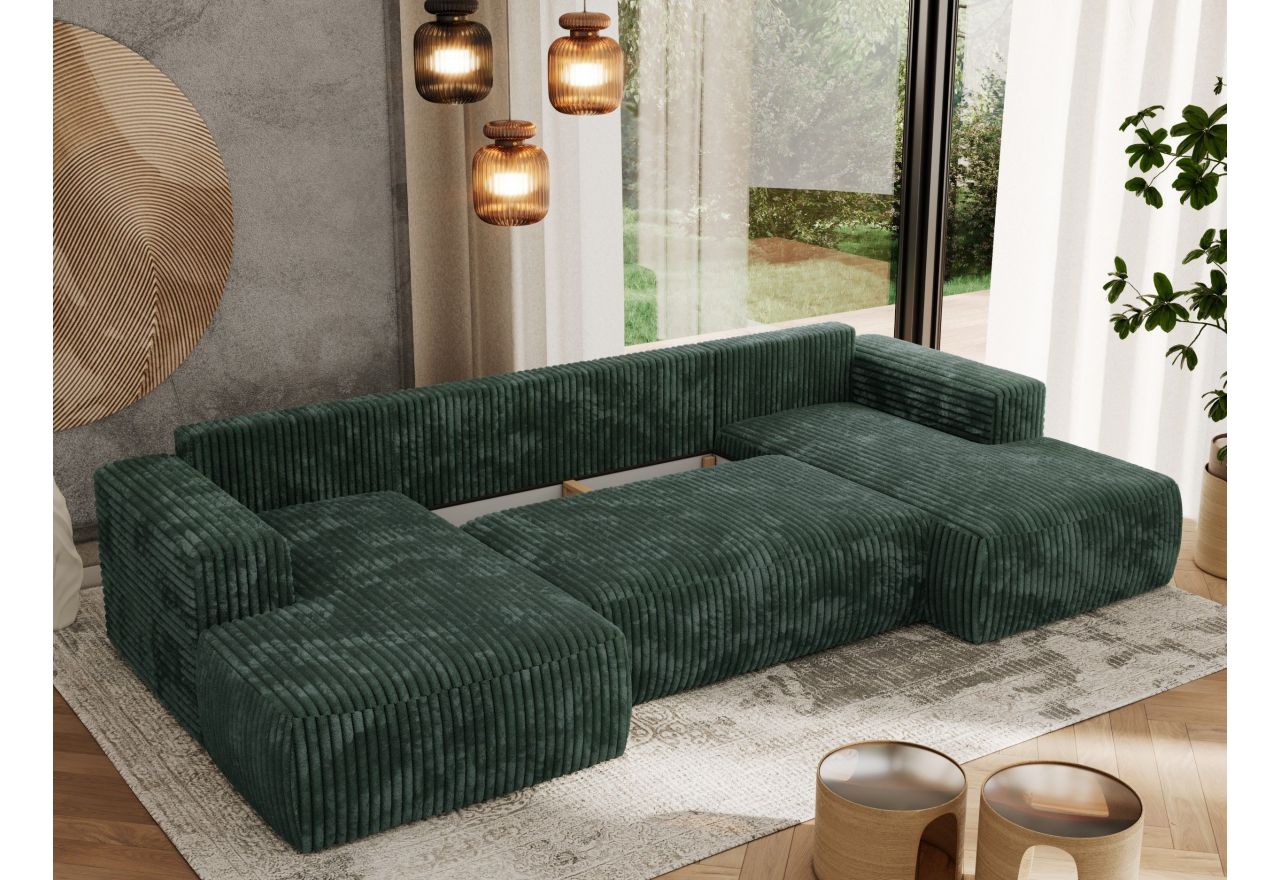 Narożnik TRENTINO U - uniwersalny - zielony, sztruks