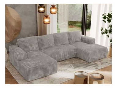 Narożnik TRENTINO U - uniwersalny - jasnoszary, sztruks