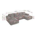 Narożnik TRENTINO U - uniwersalny - jasnoszary, sztruks