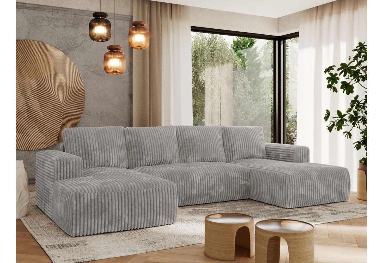 Narożnik TRENTINO U - uniwersalny - jasnoszary, sztruks