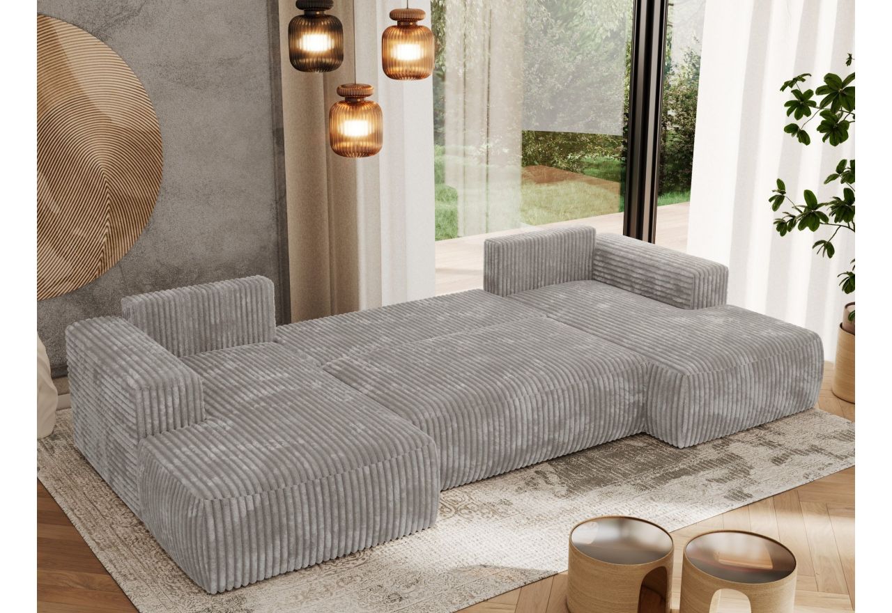 Narożnik TRENTINO U - uniwersalny - jasnoszary, sztruks