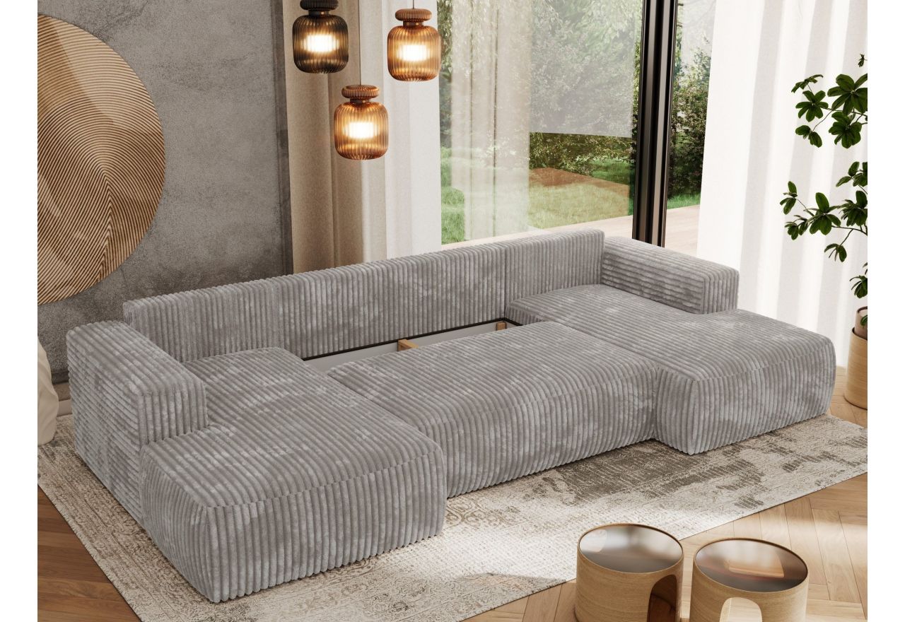 Narożnik TRENTINO U - uniwersalny - jasnoszary, sztruks