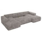 Narożnik TRENTINO U - uniwersalny - jasnoszary, sztruks