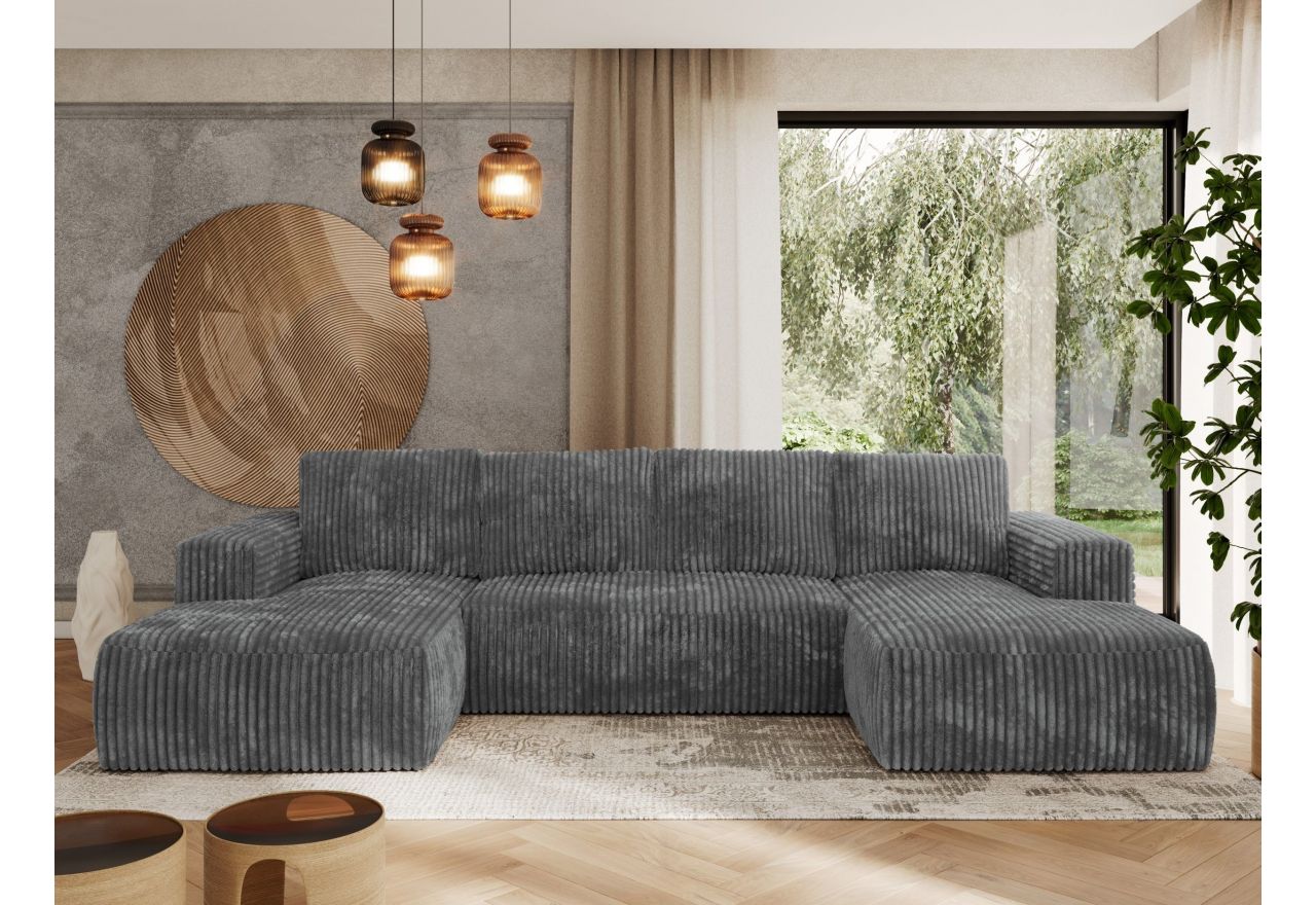 Narożnik TRENTINO U - uniwersalny - szary, sztruks