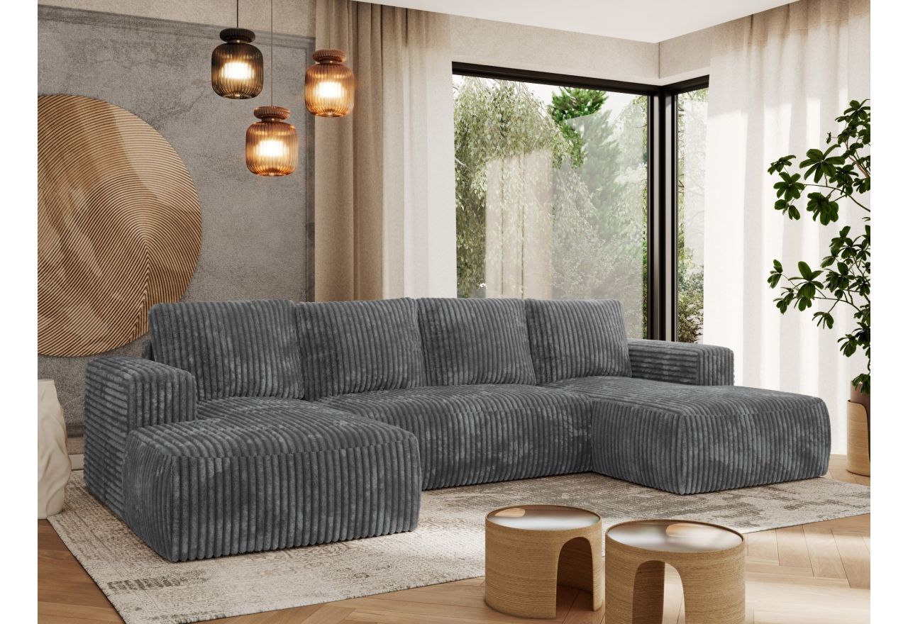 Narożnik TRENTINO U - uniwersalny - szary, sztruks