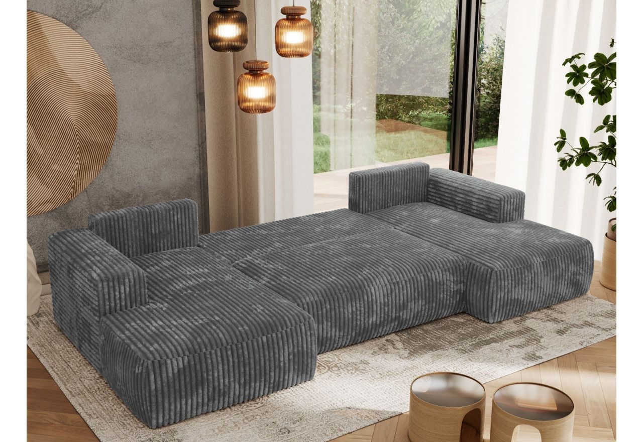 Narożnik TRENTINO U - uniwersalny - szary, sztruks