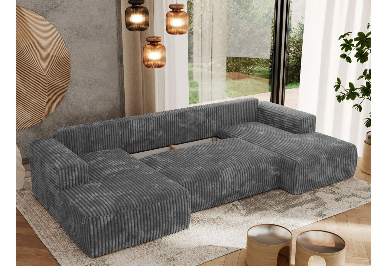 Narożnik TRENTINO U - uniwersalny - szary, sztruks