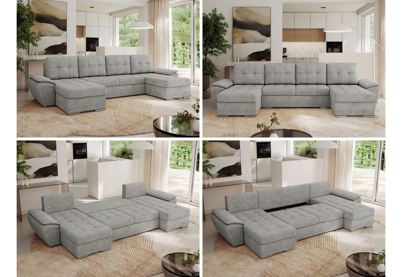 Narożnik UMBRIA U - uniwersalny - jasnoszary, struktura