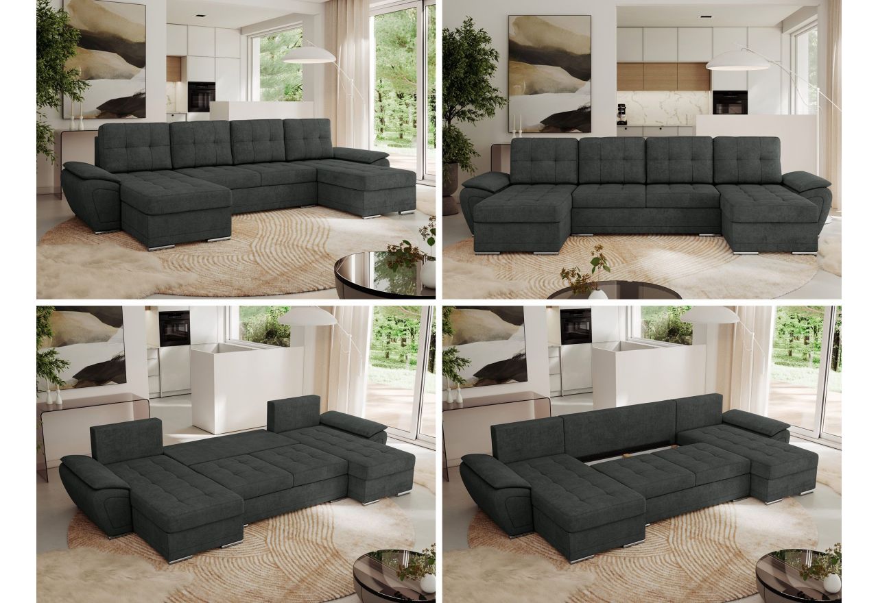 Narożnik UMBRIA U - uniwersalny - ciemnoszary, struktura