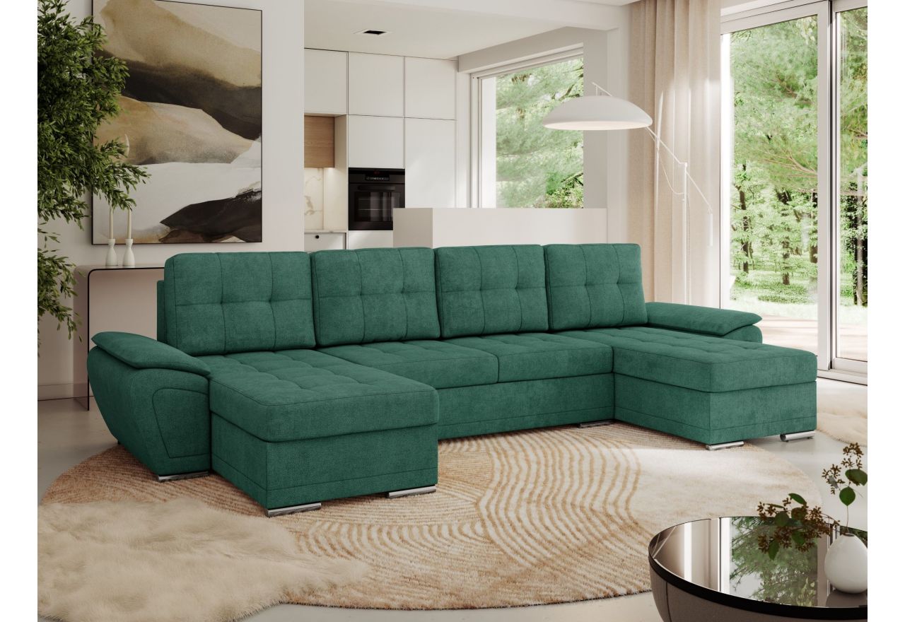 Narożnik UMBRIA U - uniwersalny - ciemnozielony, struktura