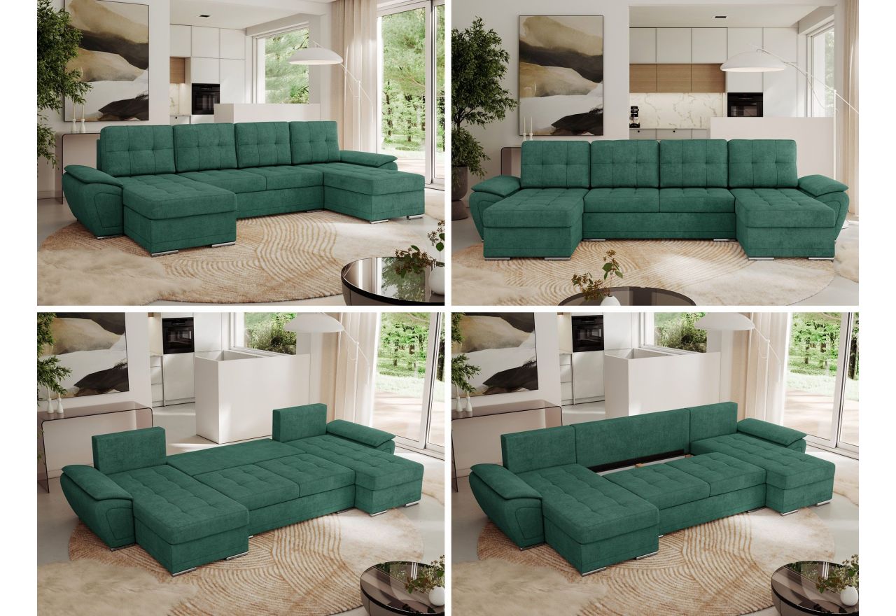 Narożnik UMBRIA U - uniwersalny - ciemnozielony, struktura