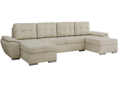 Narożnik UMBRIA U - uniwersalny - beżowy, welwet