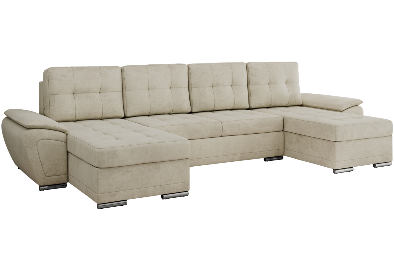 Narożnik UMBRIA U - uniwersalny - beżowy, welwet