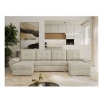 Narożnik UMBRIA U - uniwersalny - beżowy, welwet