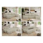 Narożnik UMBRIA U - uniwersalny - beżowy, welwet