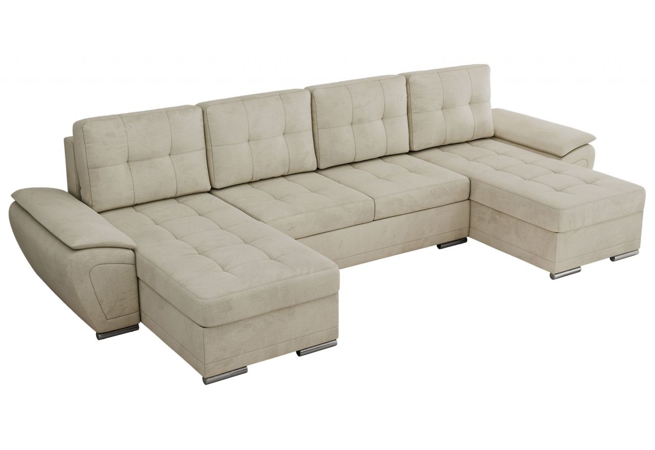 Narożnik UMBRIA U - uniwersalny - beżowy, welwet