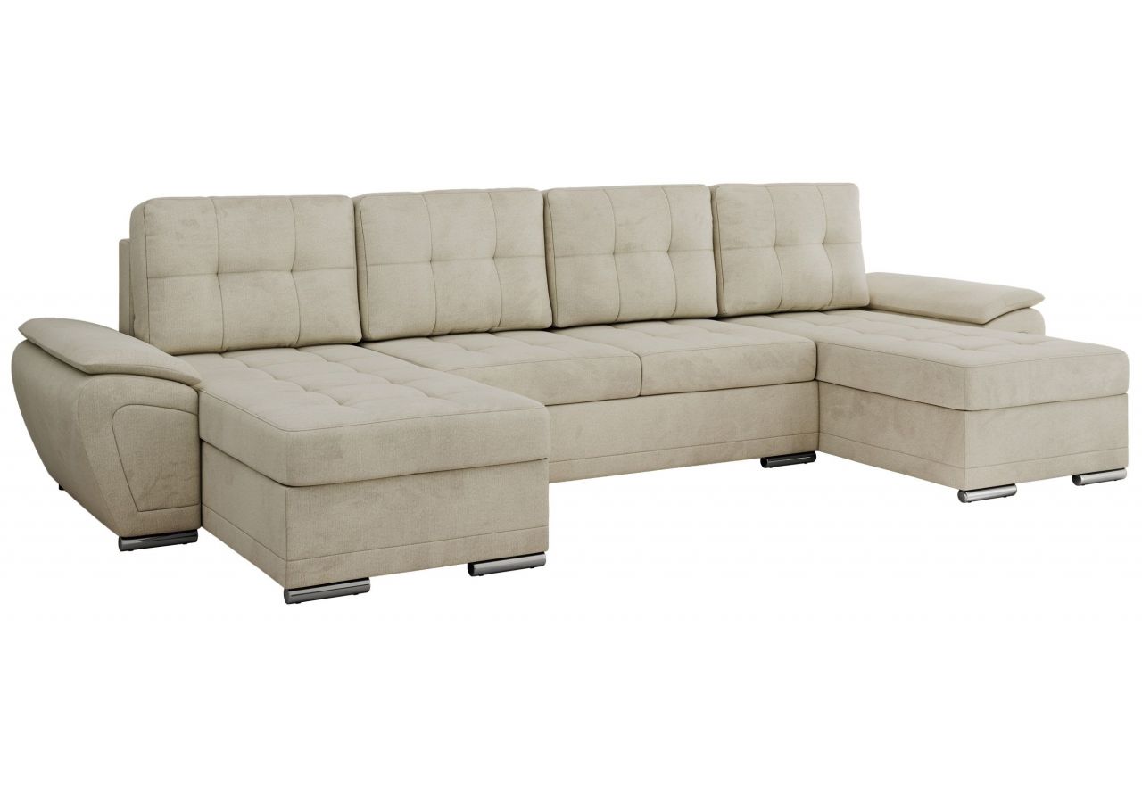 Narożnik UMBRIA U - uniwersalny - beżowy, welwet