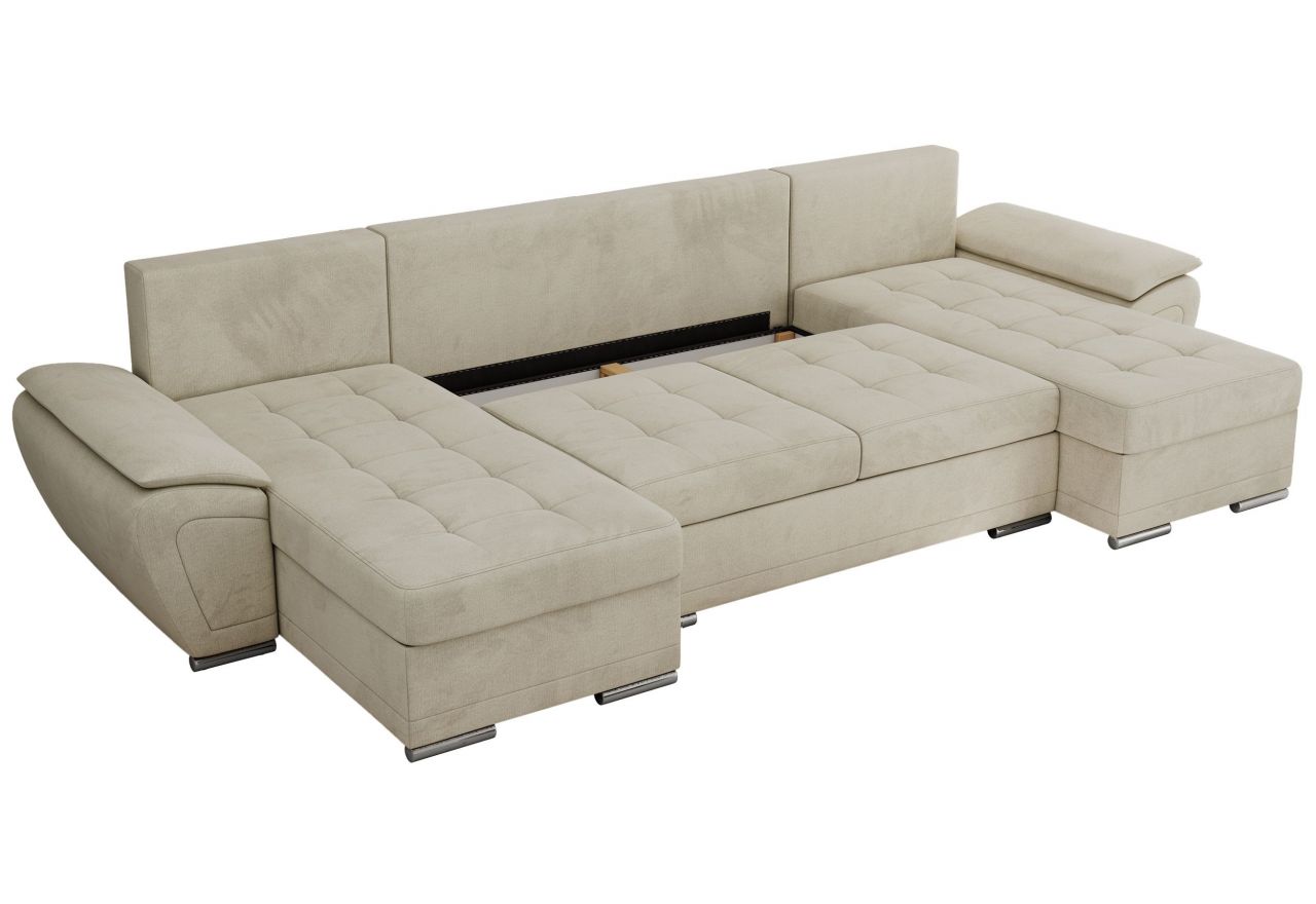 Narożnik UMBRIA U - uniwersalny - beżowy, welwet